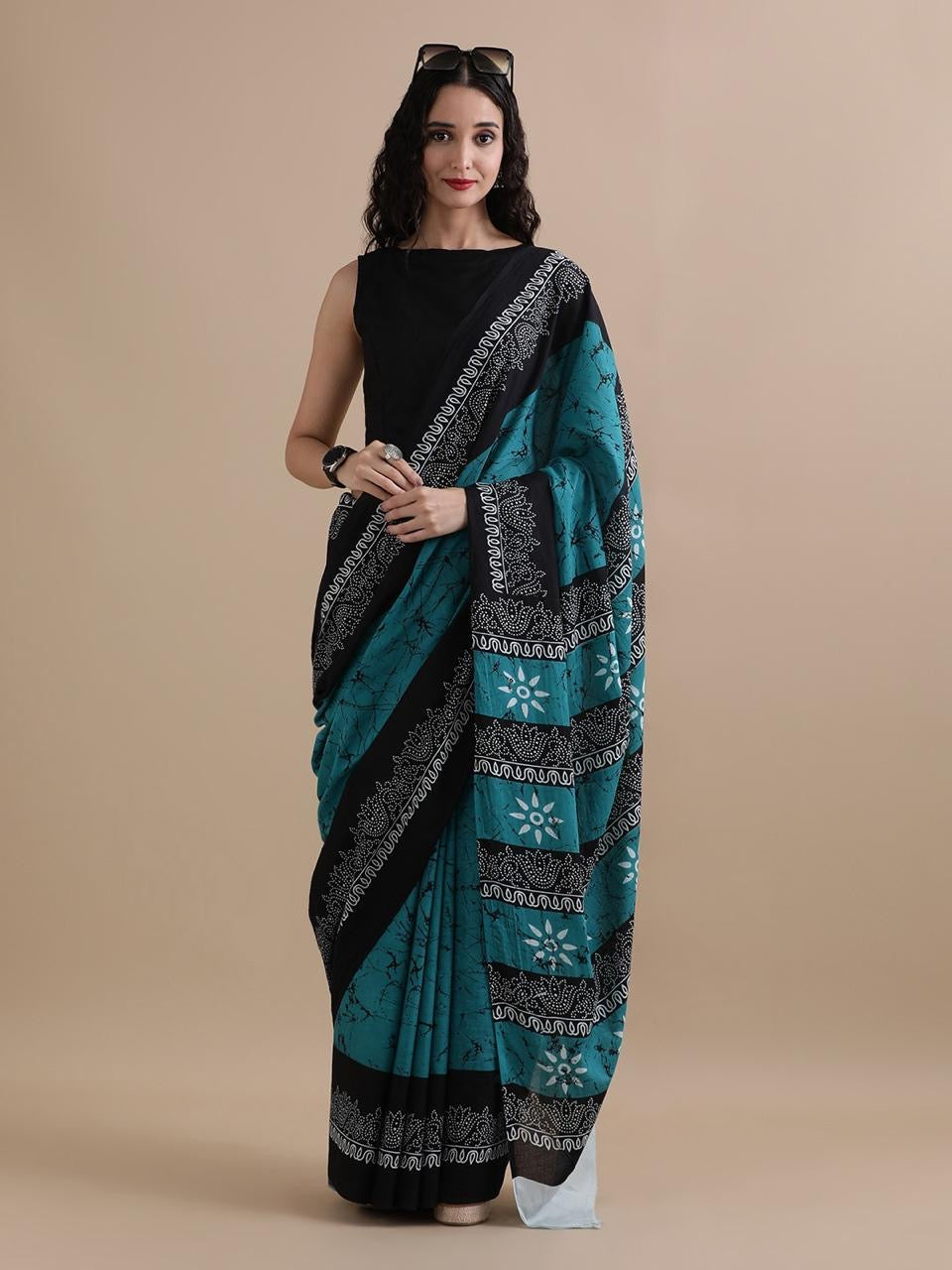 Pure Cotton Mul Mul Printed Saree with Blouse | Soft Handblock Style Saree | House of The Handblock