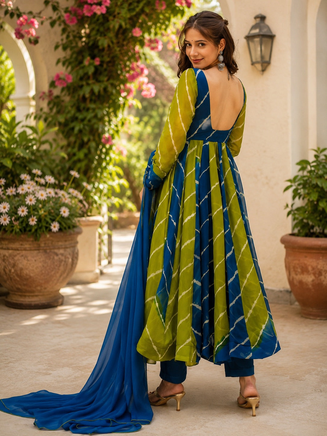 Natural Hand Block Printed Pure Cotton Anarkali Set with Mulmul Dupatta & Pant | Full Flared | Lined | XS–8XL | House Of The Handblock