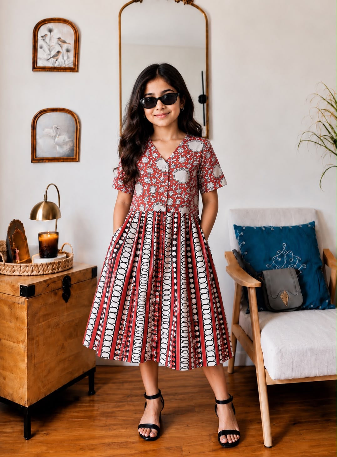 Trending Hand Block Printed Crop Top with Skirt Corset Set for Kids | Natural Cotton | Infant to 14 Years | Skin-Friendly | Customization Available | House Of The Handblock