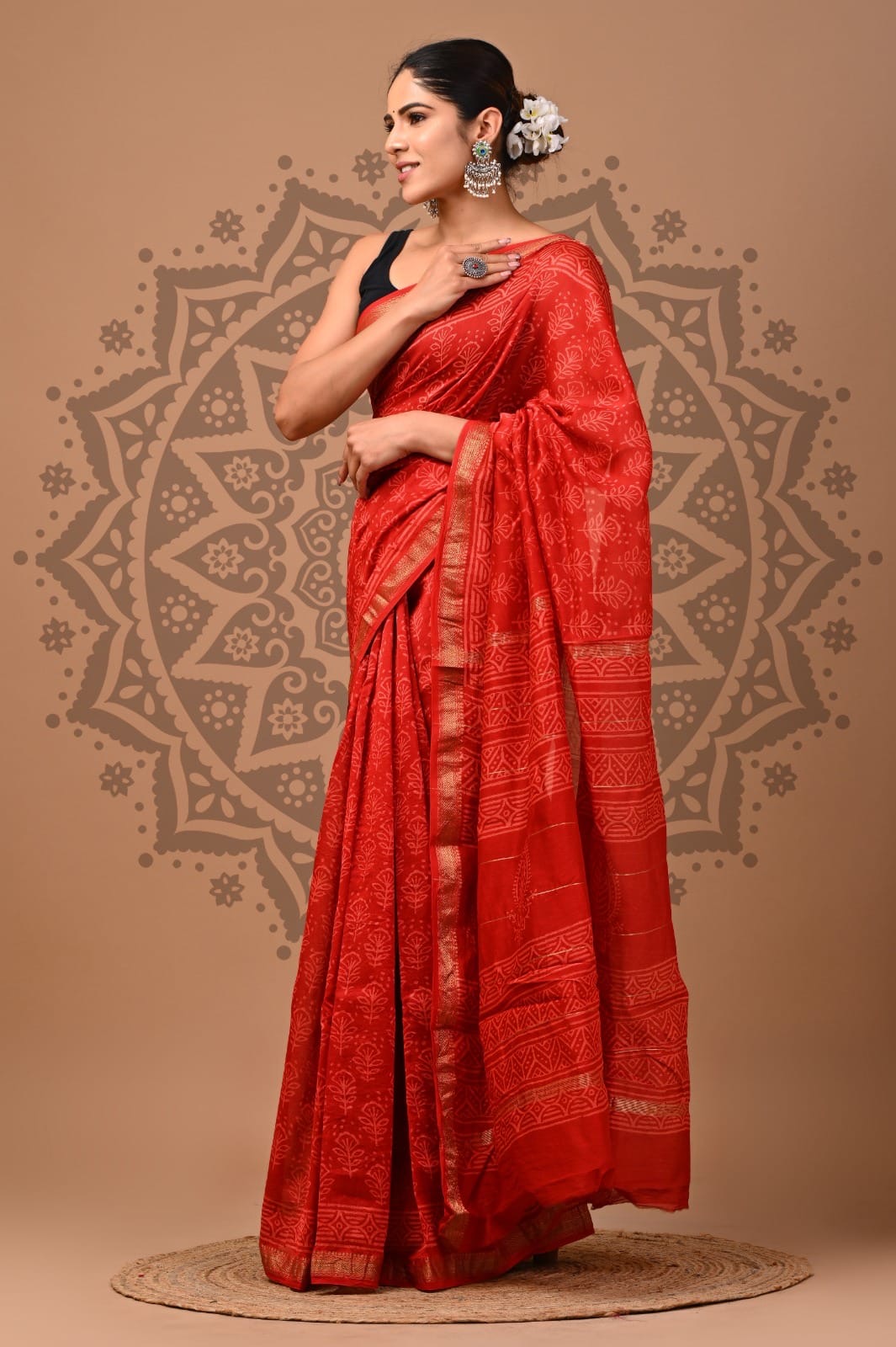 Maheshwari Silk Hand Block Printed Saree – Traditional Rajasthani Handcrafted Saree | House of the Handblock Jaipur
