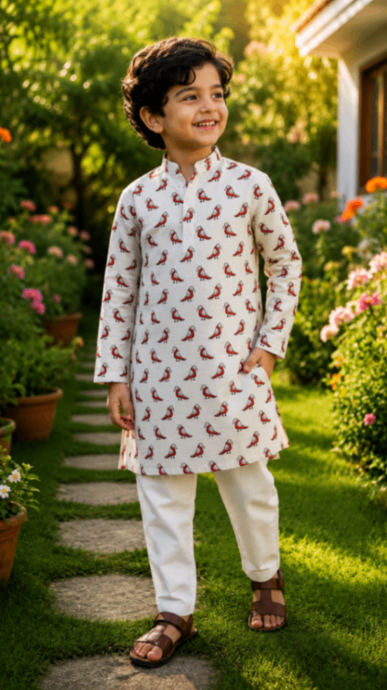 House Of The Handblock Pure Cotton Handblock Printed Kids Kurta | Natural Dye Ethnic Wear | Infant to 15 Years | Perfect Fit | Kurta Only