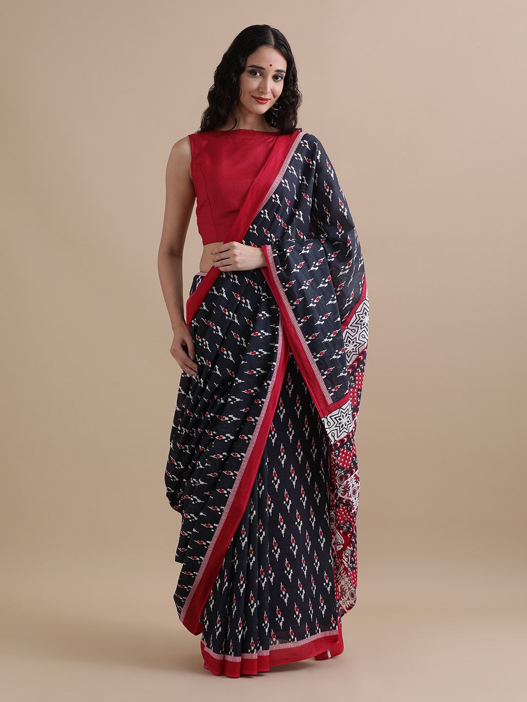 Pure Cotton Mul Mul Printed Saree with Blouse | Soft Handblock Style Saree | House of The Handblock