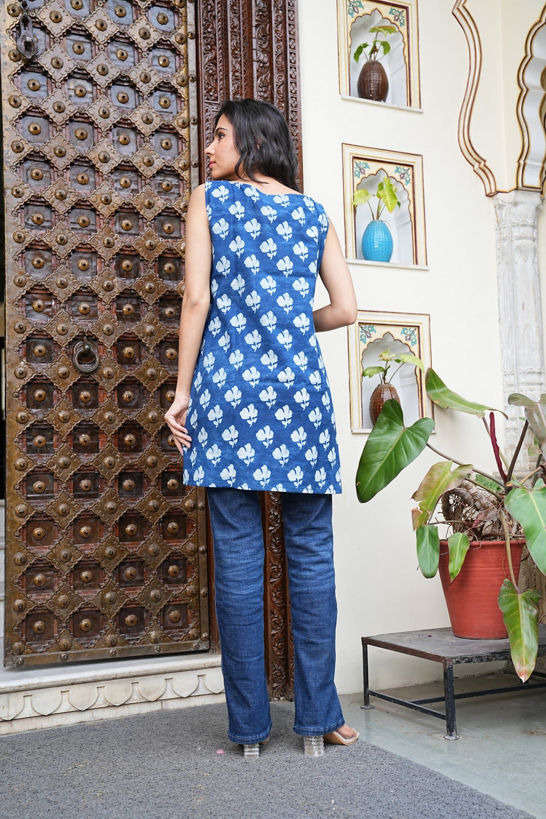 Sleeveless Handblock Cotton Short Tunic – Ethical & Comfortable Outfit