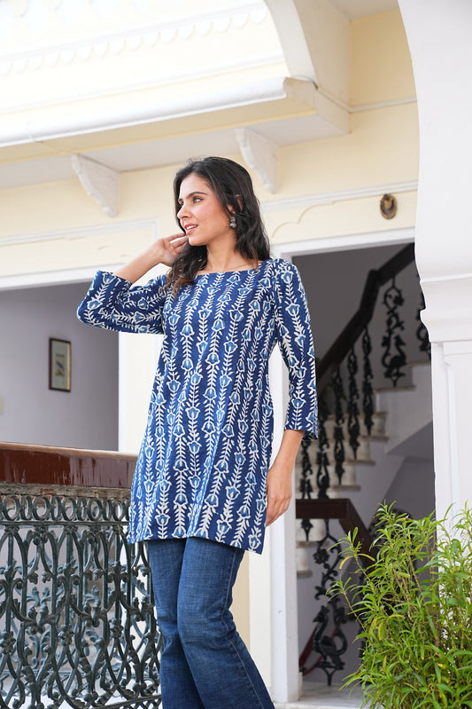 Women's Short Handblock Kurti – Pure Cotton | Jaipur Print