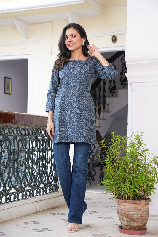 Women's Short Handblock Kurti – Pure Cotton | Jaipur Print