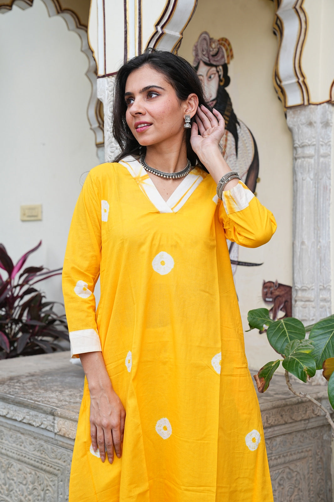 Yellow Bagru Handblock Printed Cotton Plazo Set – Earthy Elegance by House of the Handblock