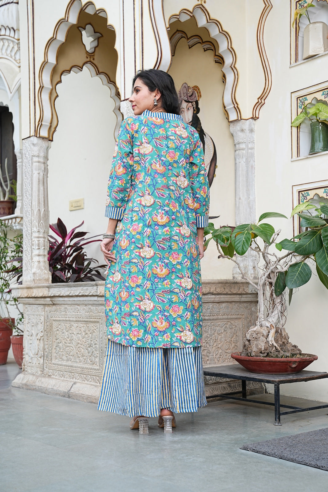 Bagru Handblock Printed Cotton Plazo Set – Earthy Elegance by House of the Handblock