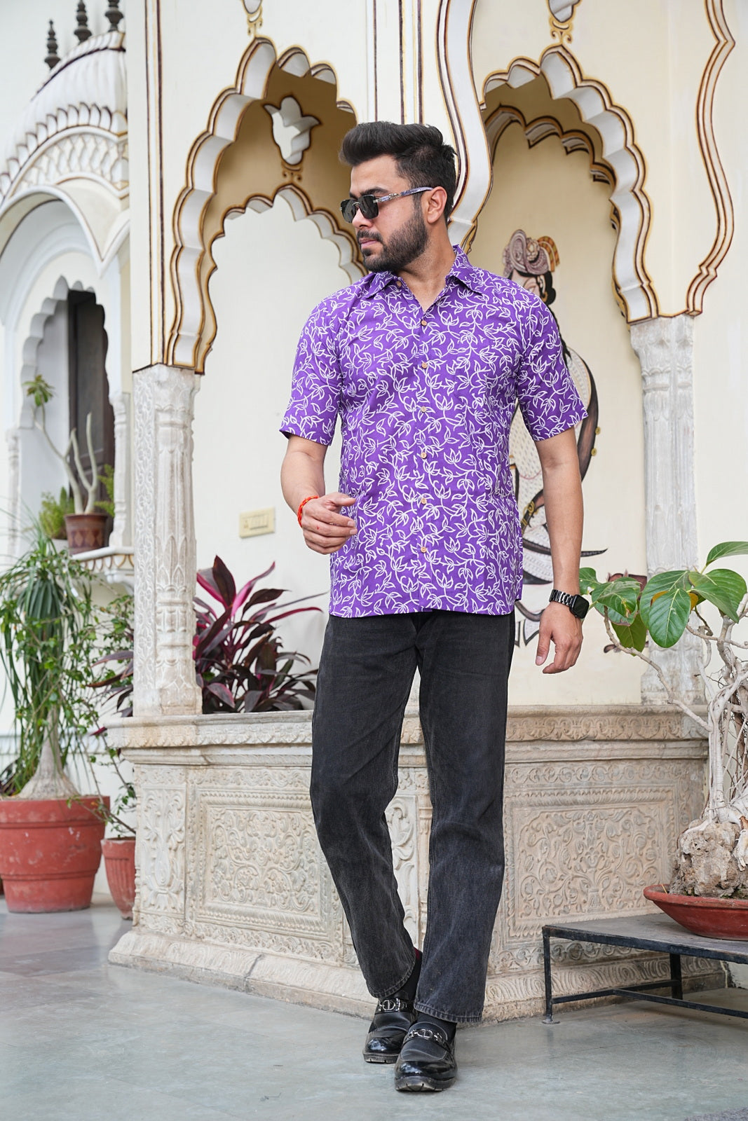 Couple Style Combo – Jaipuri Handblock Cotton Dress & Shirt Set