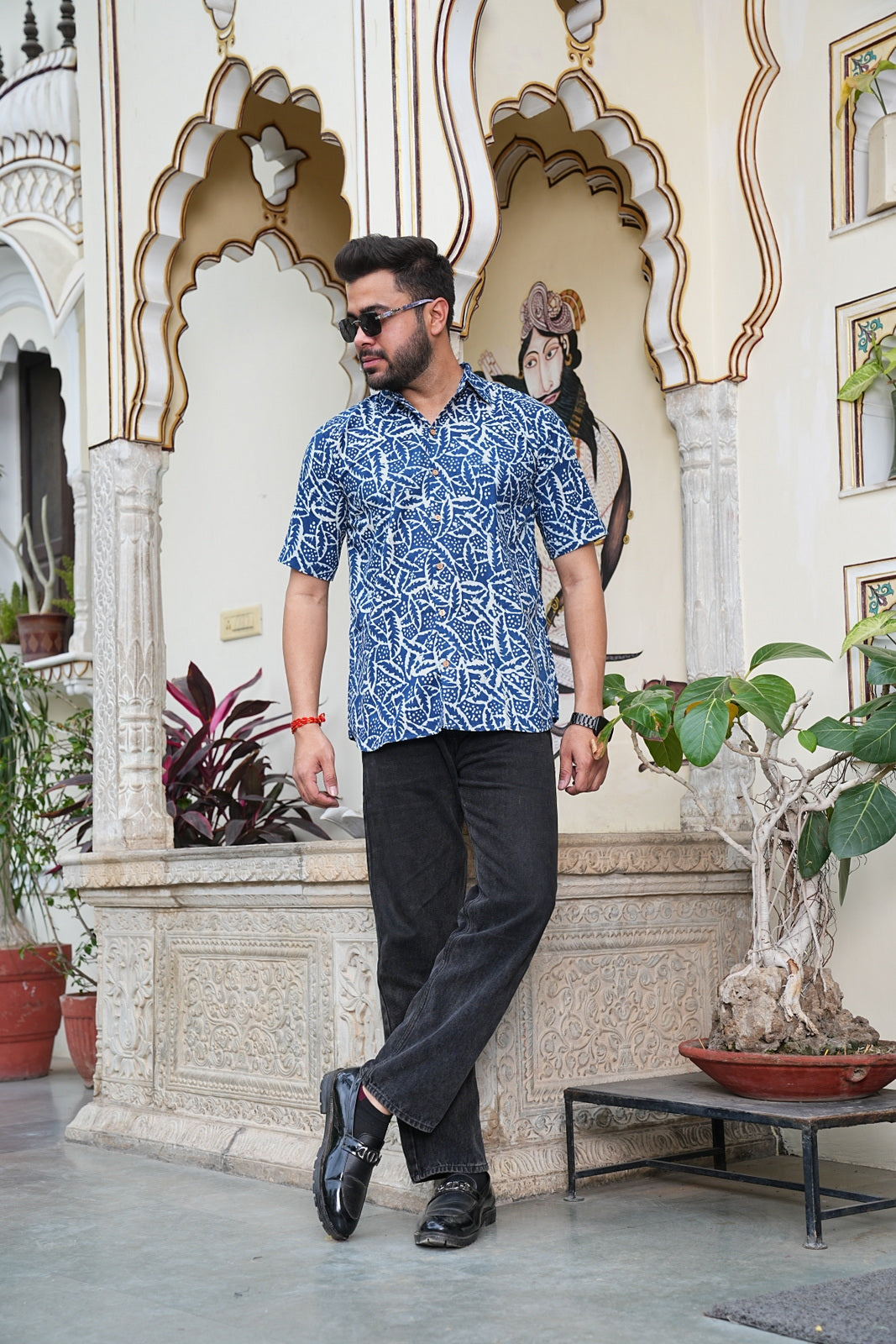 Couple Style Combo – Jaipuri Handblock Cotton Dress & Shirt Set