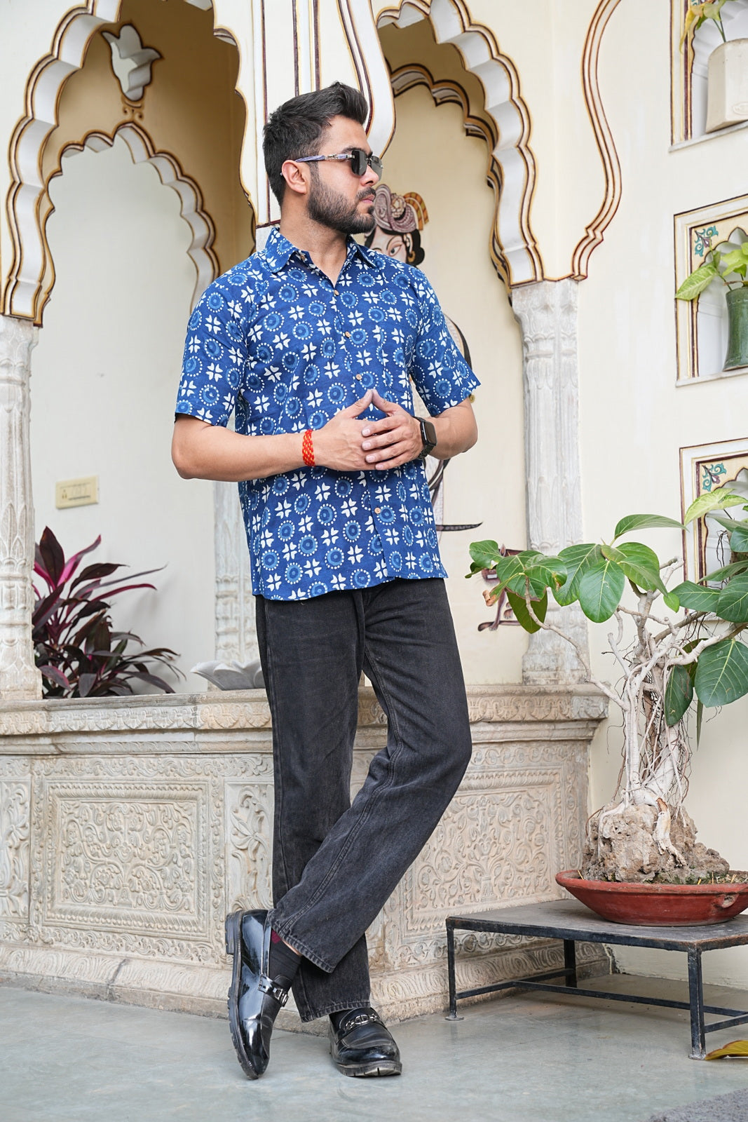 Couple Style Combo – Jaipuri Handblock Cotton Dress & Shirt Set