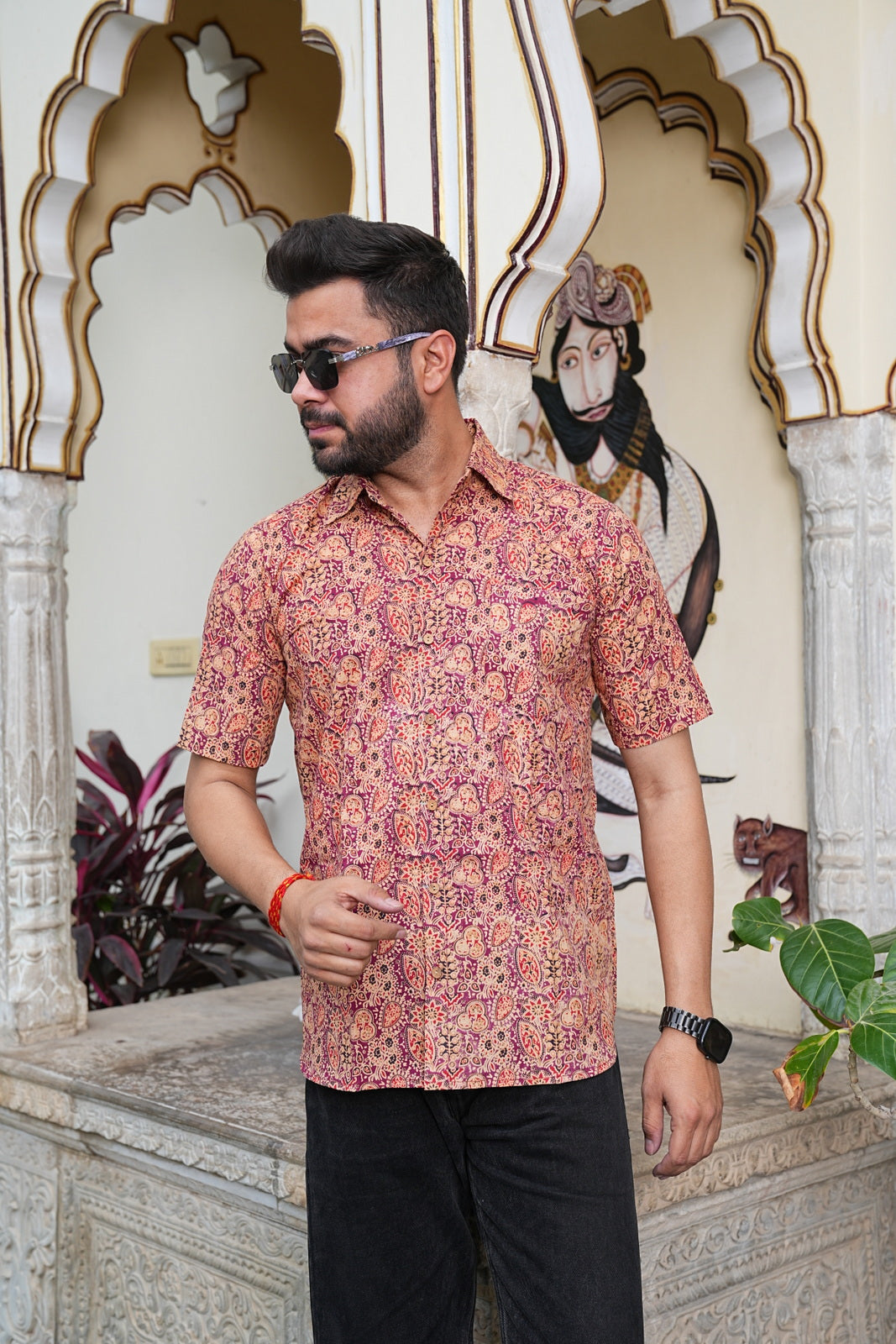 Couple Style Combo – Jaipuri Handblock Cotton Dress & Shirt Set