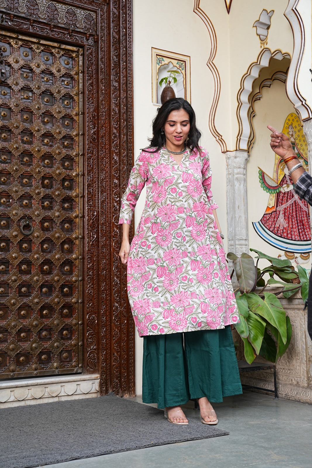 PINK Handblock Printed Cotton Plazo Set – Earthy Elegance by House of the Handblock