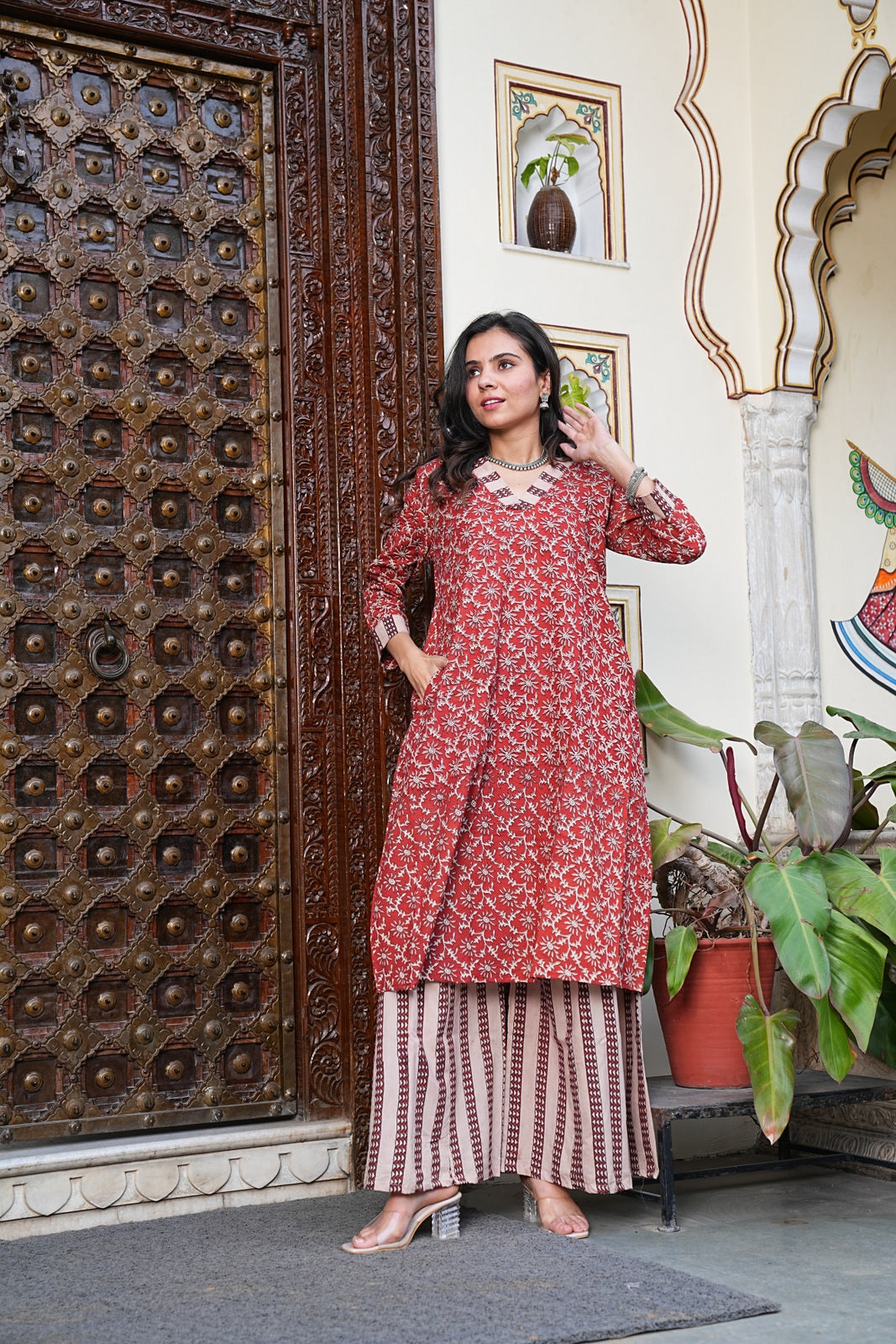 Handblock Printed Cotton Plazo Set – Earthy Elegance by House of the Handblock