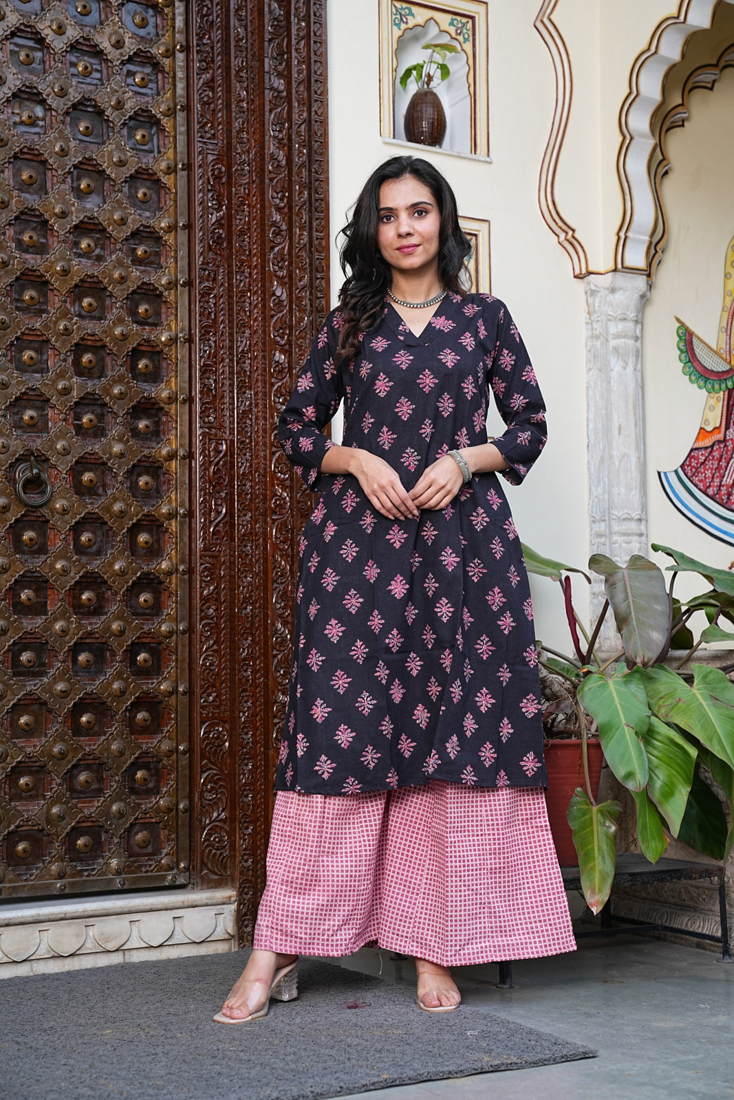 Handblock Printed Cotton Plazo Set – Earthy Elegance by House of the Handblock