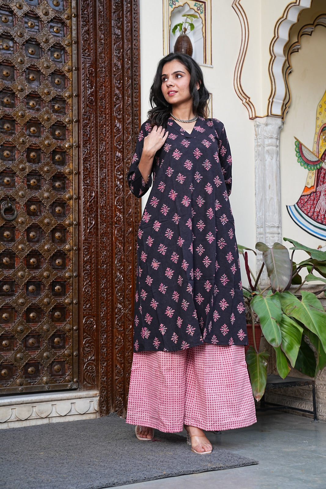 Handblock Printed Cotton Plazo Set – Earthy Elegance by House of the Handblock