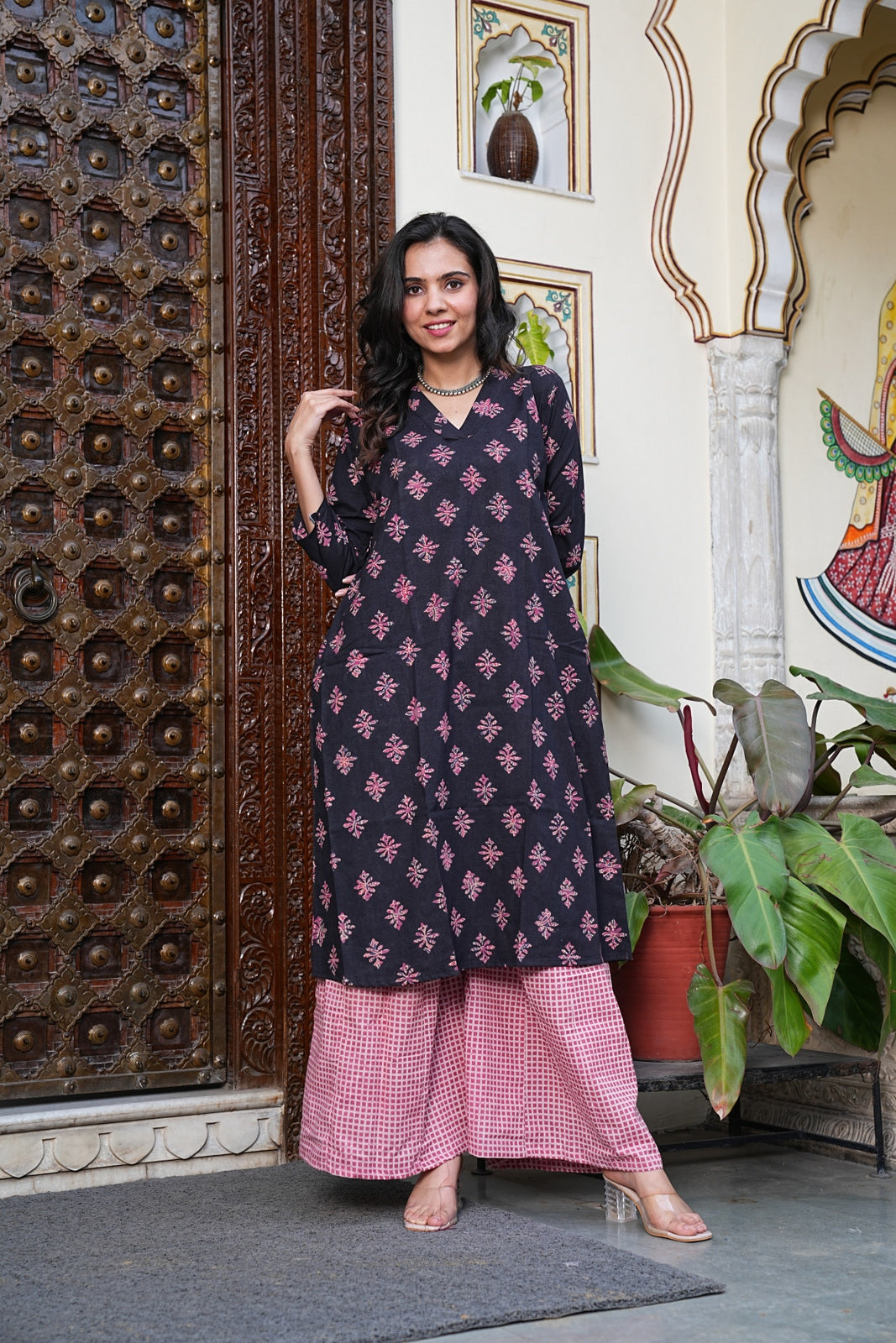 Handblock Printed Cotton Plazo Set – Earthy Elegance by House of the Handblock