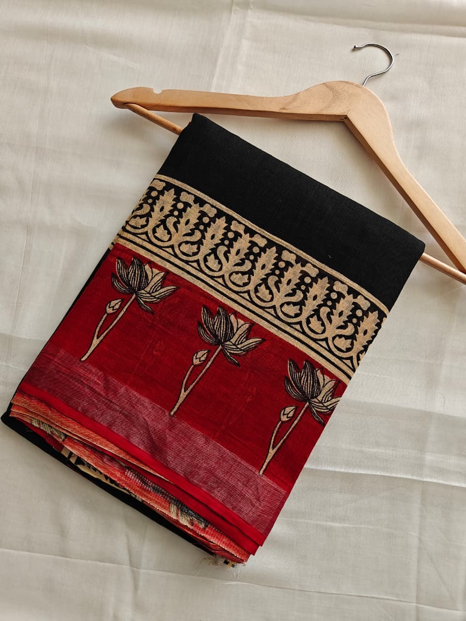 Pure Cotton Linen Hand Block Printed Saree with Blouse | Handcrafted Saree | House of the Handblock Jaipur