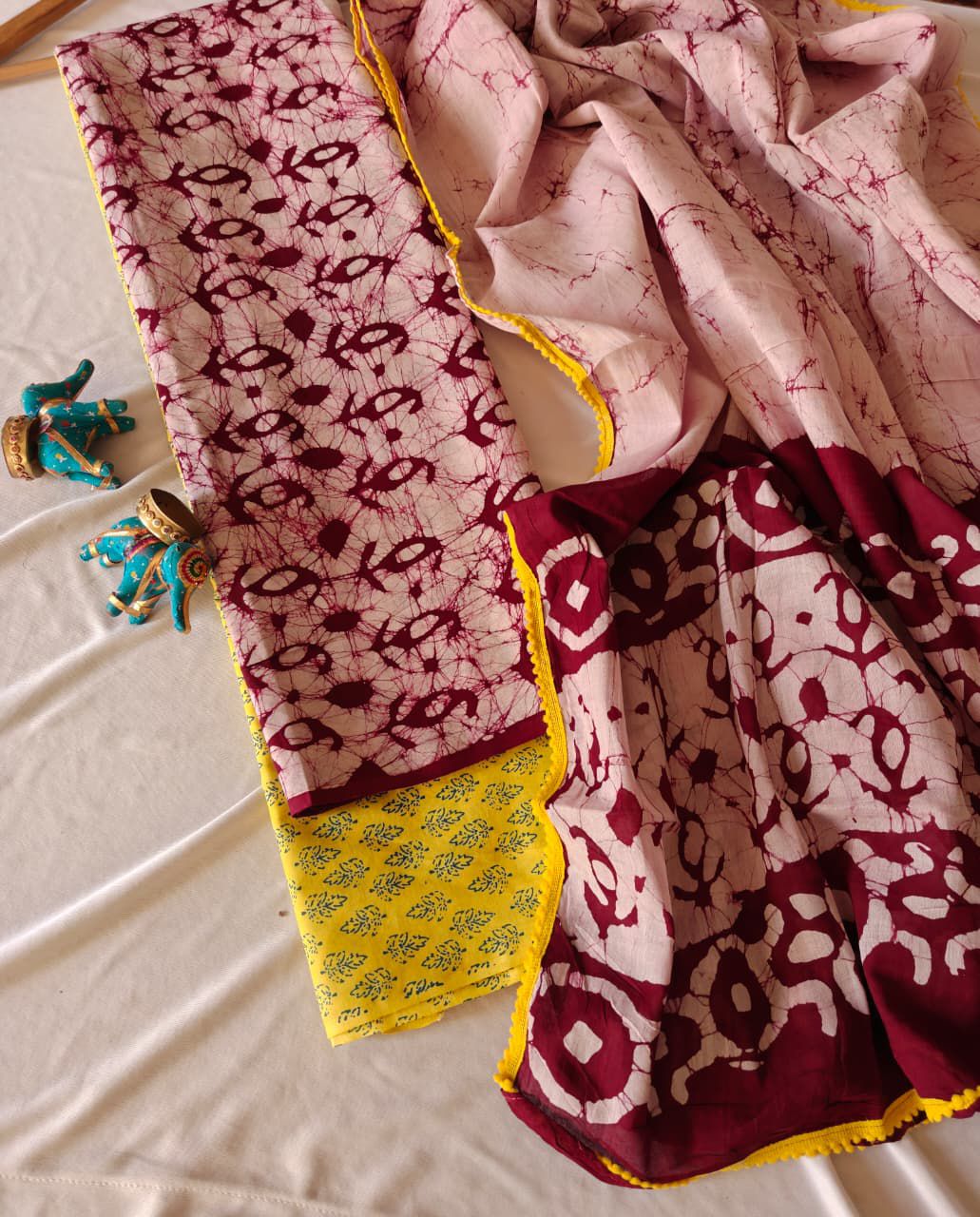 Handblock Printed Unstitched Cotton Suit Set – House of the Handblock