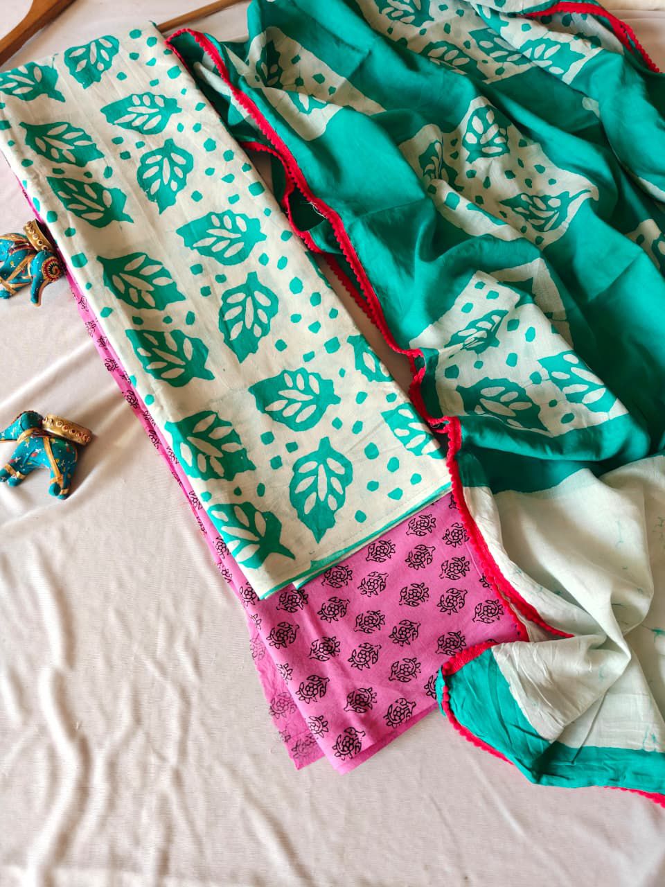 Handblock Printed Unstitched Cotton Suit Set – House of the Handblock