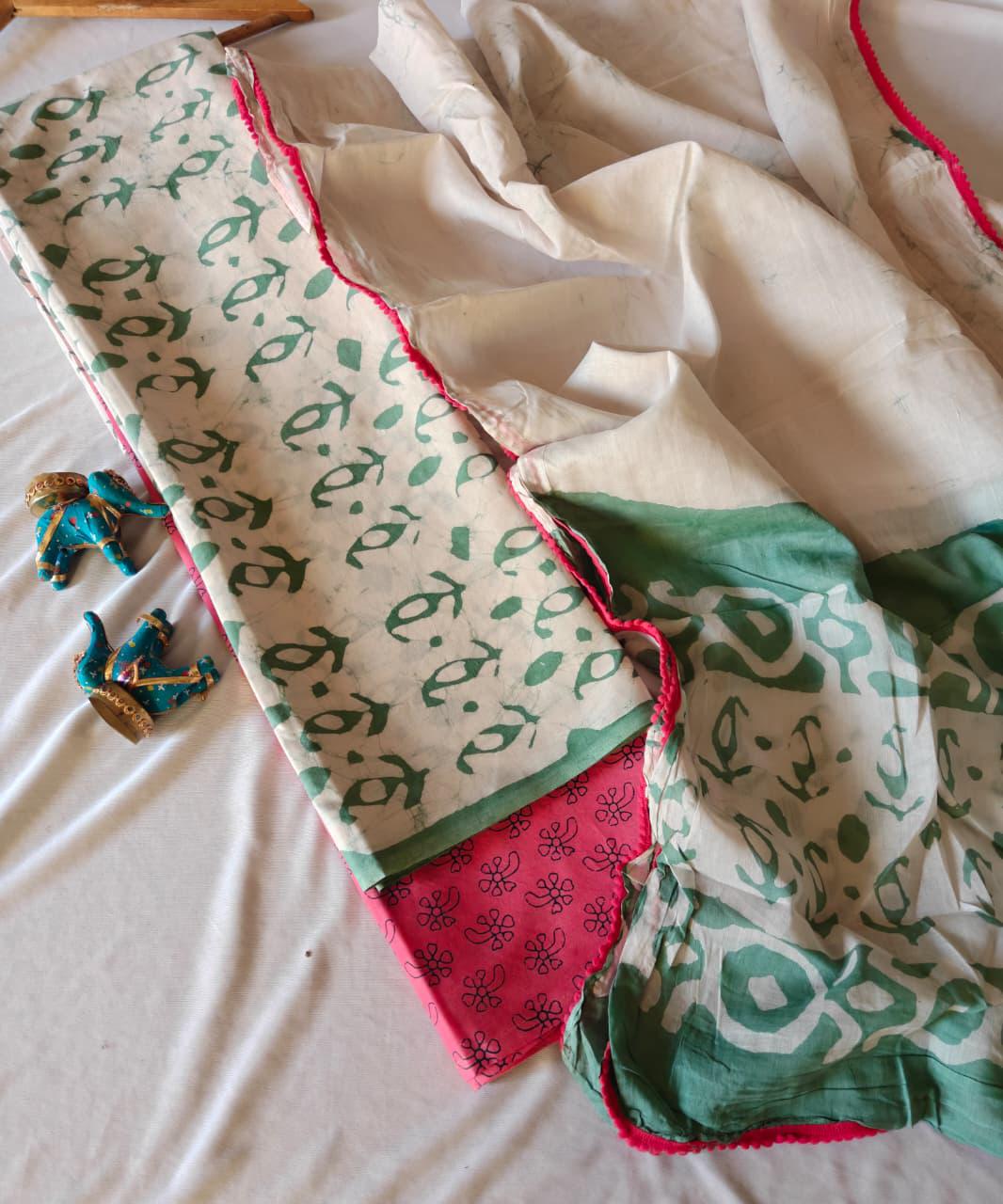 Handblock Printed Unstitched Cotton Suit Set – House of the Handblock