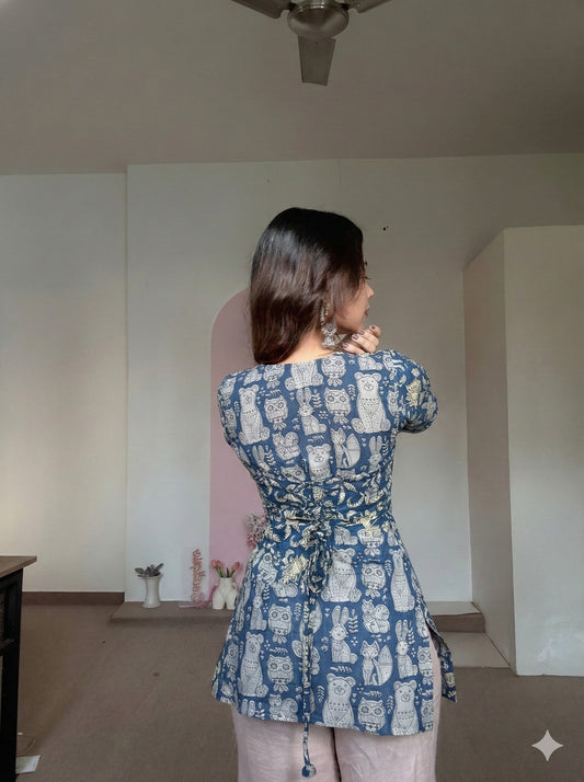 Trending Laila Corset in Pure Handblock Cotton | Adjustable Back Lace & Neck Tie | Sizes XS to 7XL | Handmade by House of the Handblock Jaipur