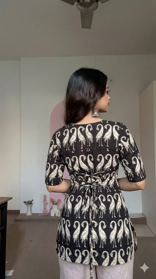 Trending Laila Corset in Pure Handblock Cotton | Adjustable Back Lace & Neck Tie | Sizes XS to 4XL | Handmade by House of the Handblock Jaipur