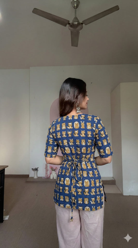 Trending Laila Corset in Pure Handblock Cotton | Adjustable Back Lace & Neck Tie | Sizes XS to 7XL | Handmade by House of the Handblock Jaipur