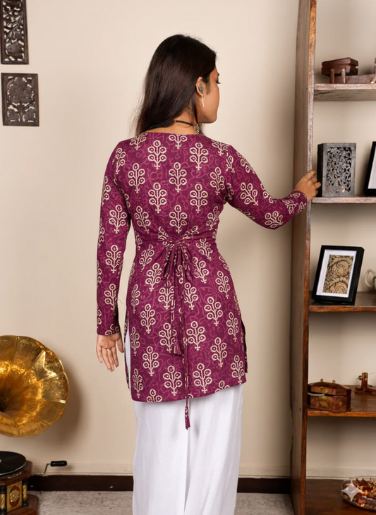 Corset Style Full-Sleeveless Handblock Cotton Kurta | House of the Handblock