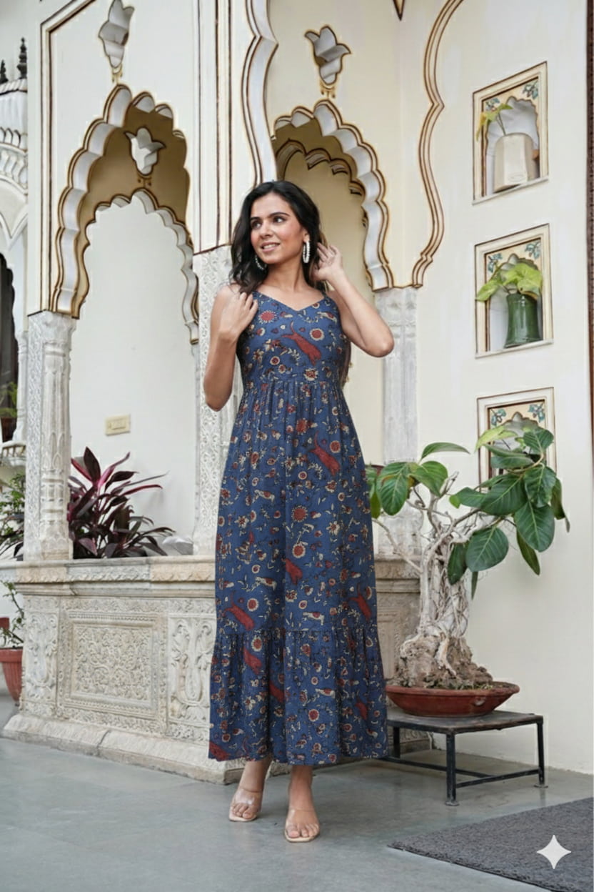 Women's Handblock Bagru Cotton Dress – Stylish & Breathable