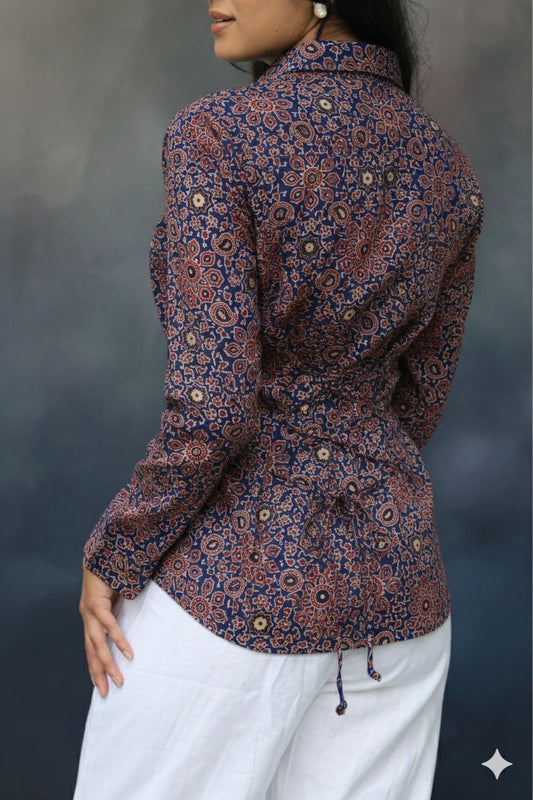 Summer Special Handblock Cotton Shirt with Adjustable Back Strings – House of the Handblock