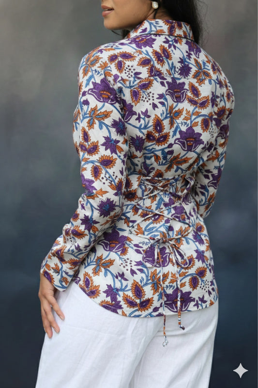 Summer Special Handblock Cotton Shirt with Adjustable Back Strings – House of the Handblock
