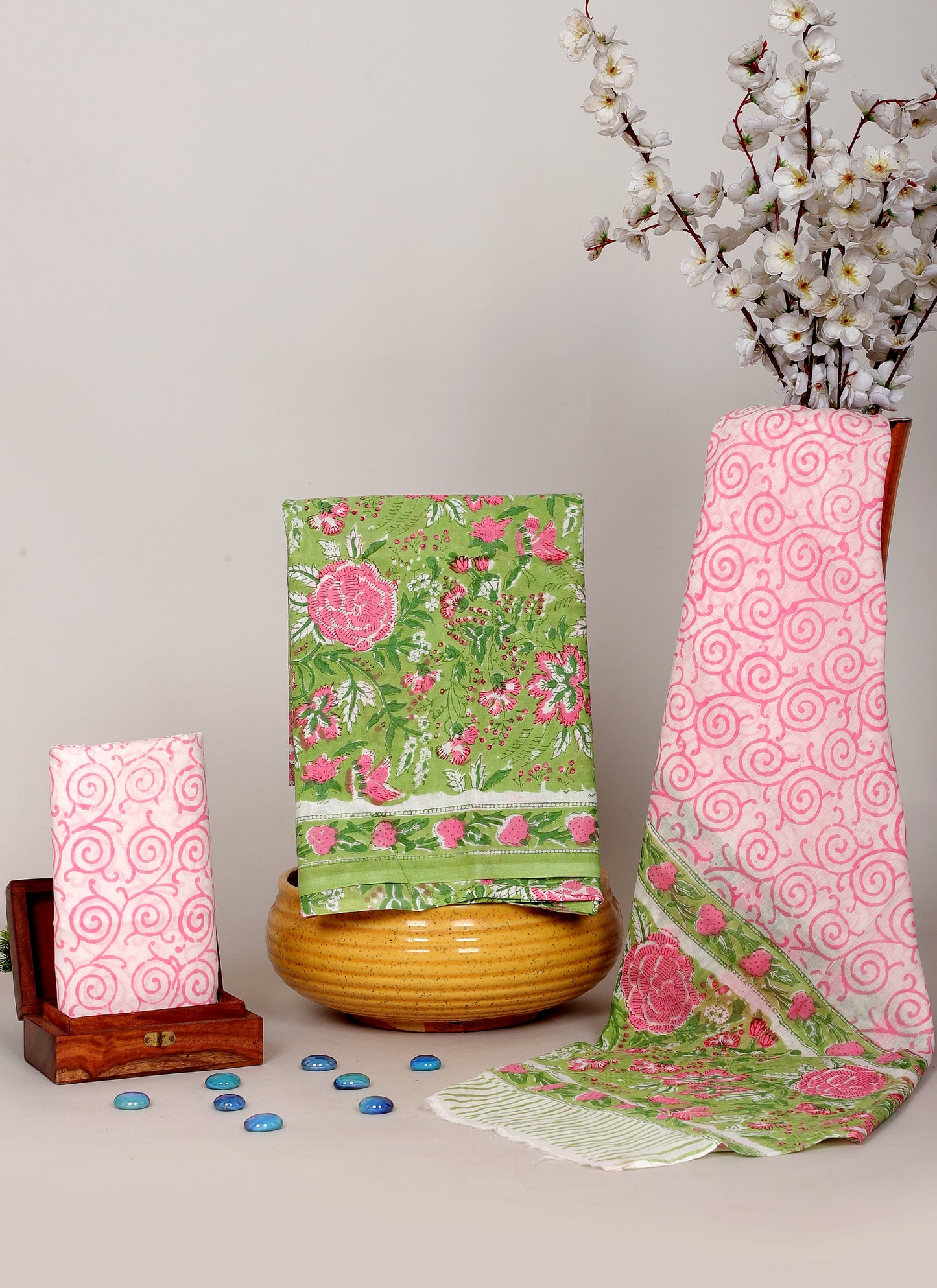 Handblock Printed Unstitched Cotton Suit Set – House of the Handblock