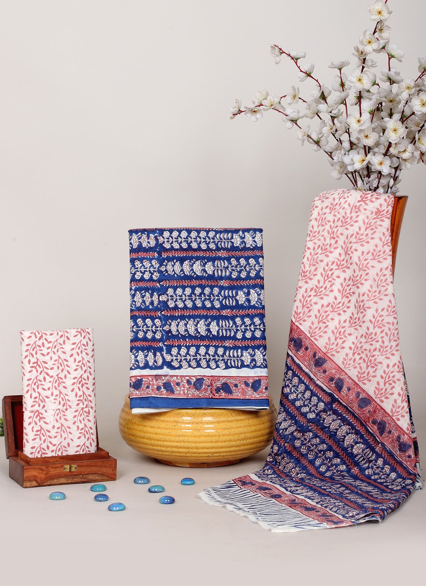 Handblock Printed Unstitched Cotton Suit Set – House of the Handblock