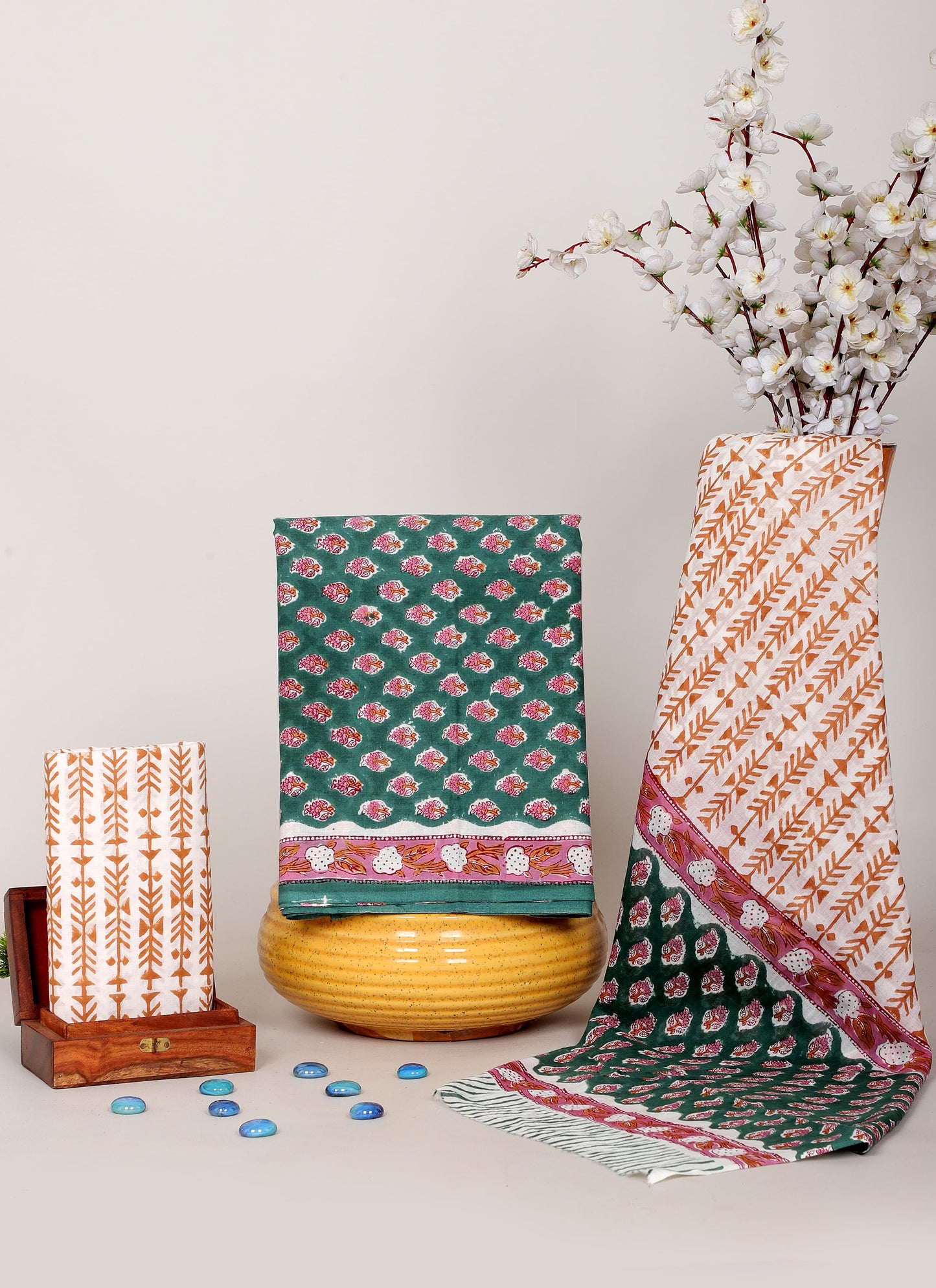 Handblock Printed Unstitched Cotton Suit Set – House of the Handblock