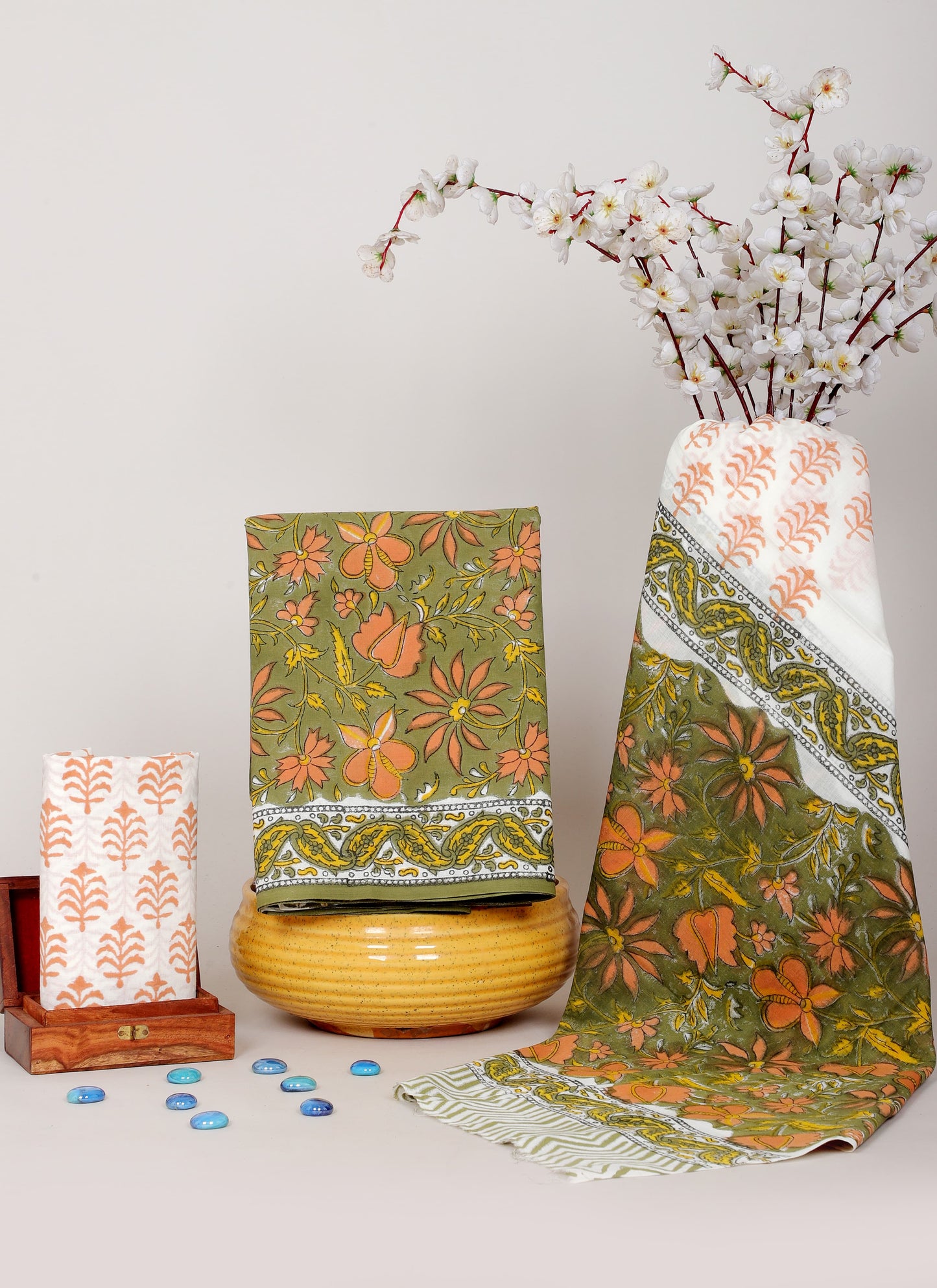 Handblock Printed Unstitched Cotton Suit Set – House of the Handblock