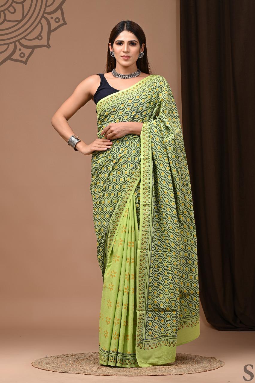 Lightweight Cotton Mulmul Saree – Handcrafted Elegance by House of the HandblocK