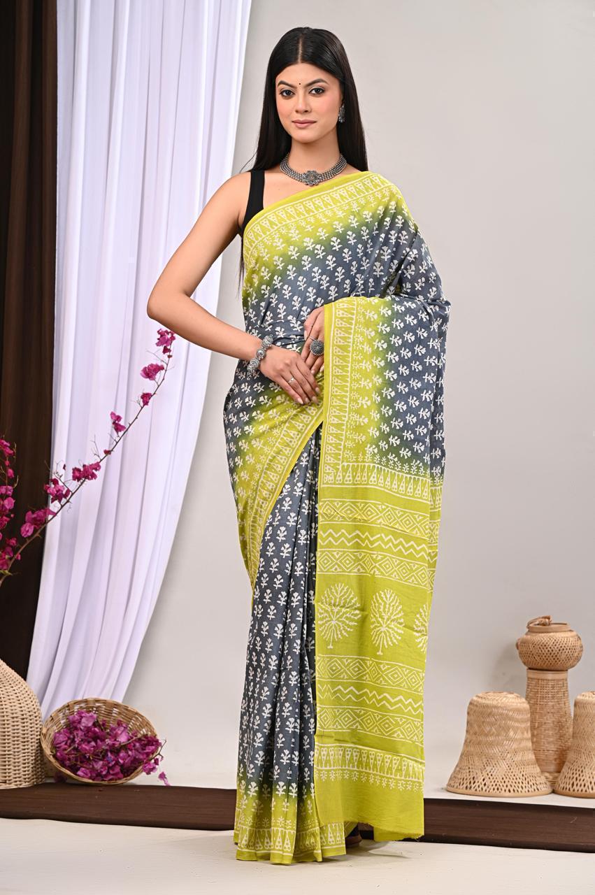 Lightweight Cotton Mulmul Saree – Handcrafted Elegance by House of the HandblocK