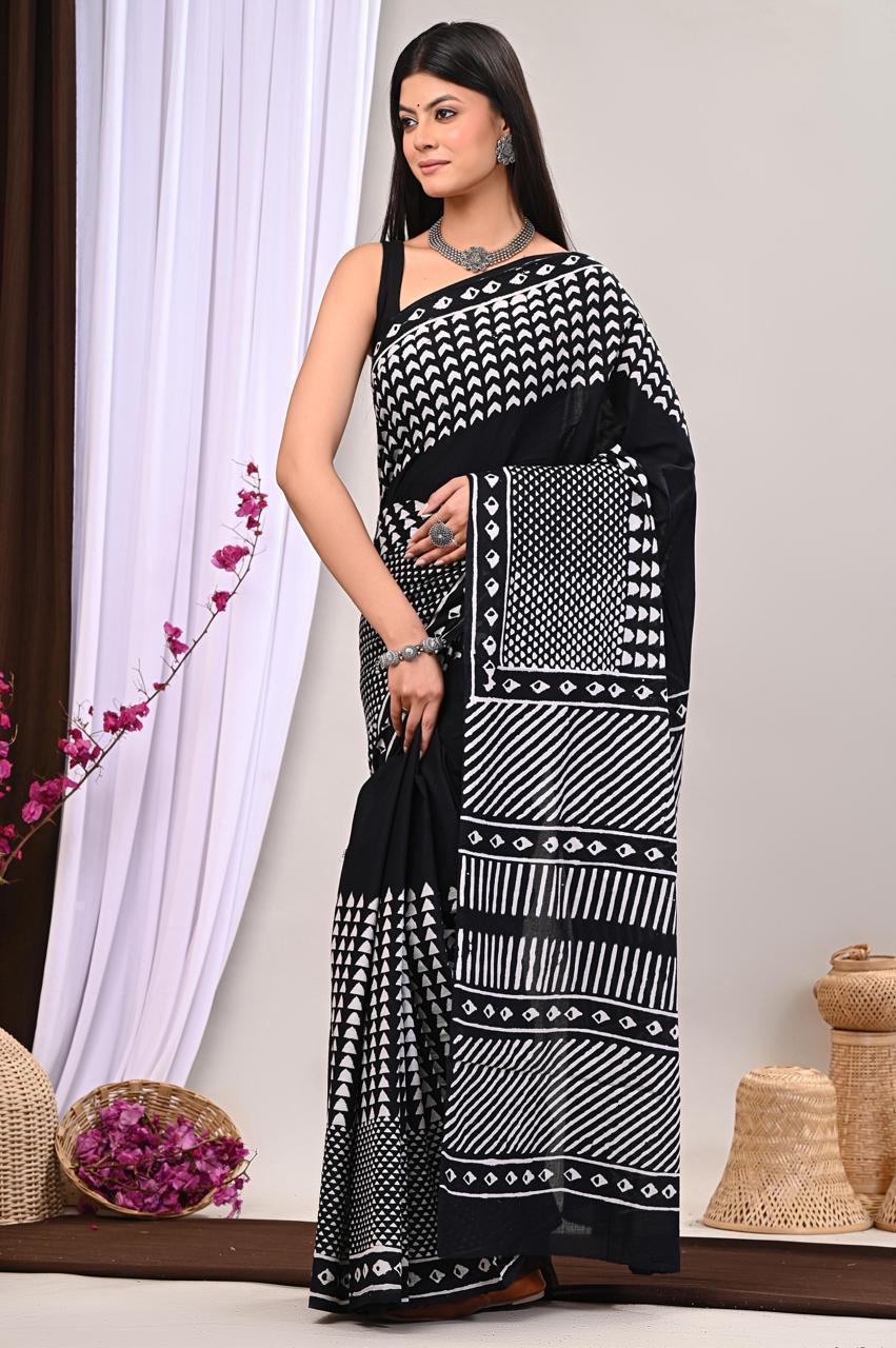 Lightweight Cotton Mulmul Saree – Handcrafted Elegance by House of the HandblocK