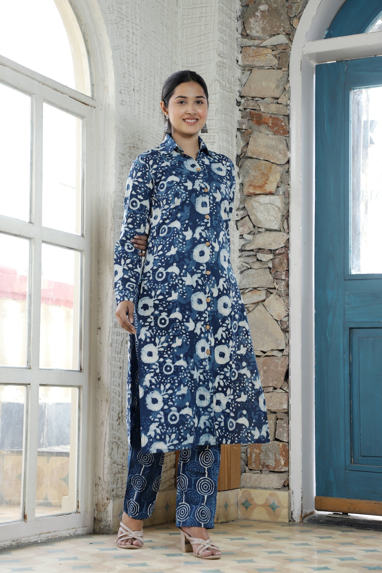 Handblock Printed Co-Ord Set with Collar – Chic & Comfortable