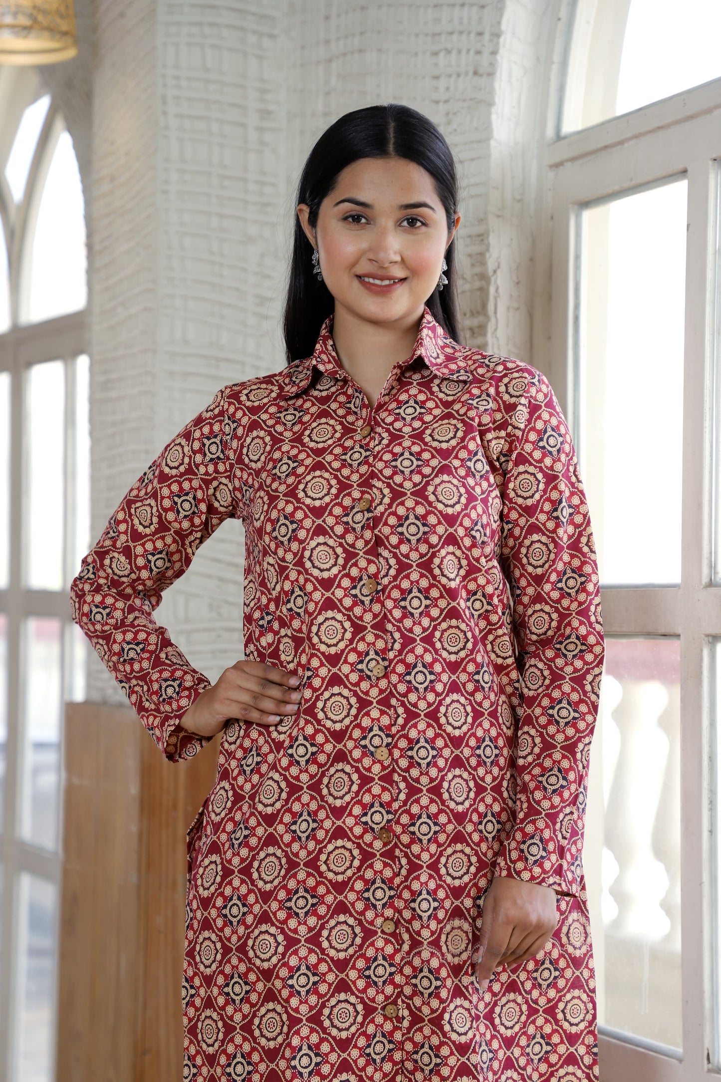 Handblock Printed Co-Ord Set with Collar – Chic & Comfortable
