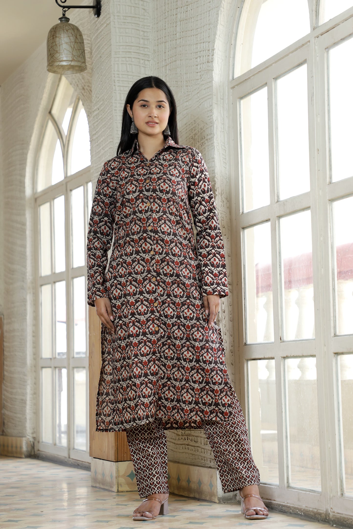 Handblock Printed Co-Ord Set with Collar – Chic & Comfortable