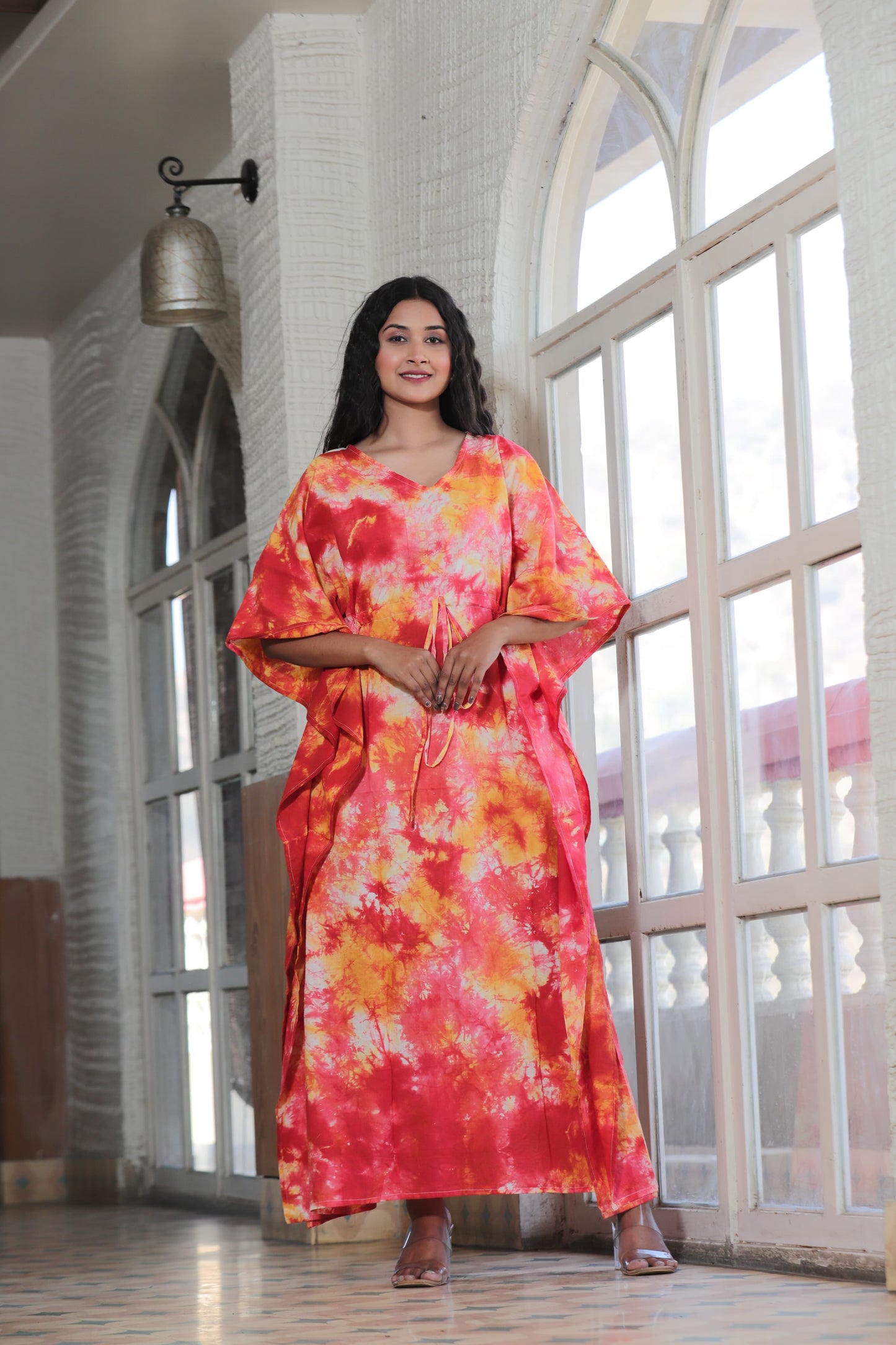Relaxed Cotton Kaftan – Authentic Handblock Print & Natural Colors