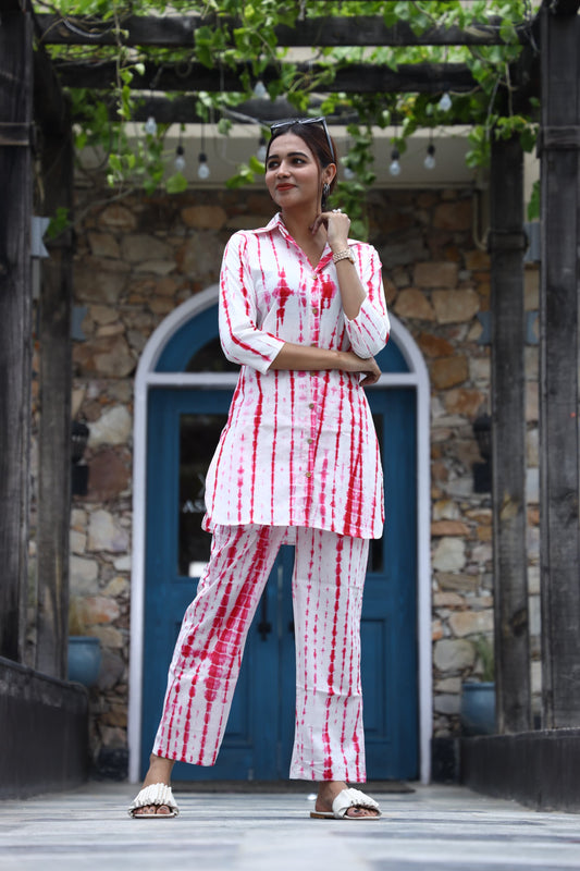 Smart Fit Handblock Printed Co-ord Set – Collar EditioN