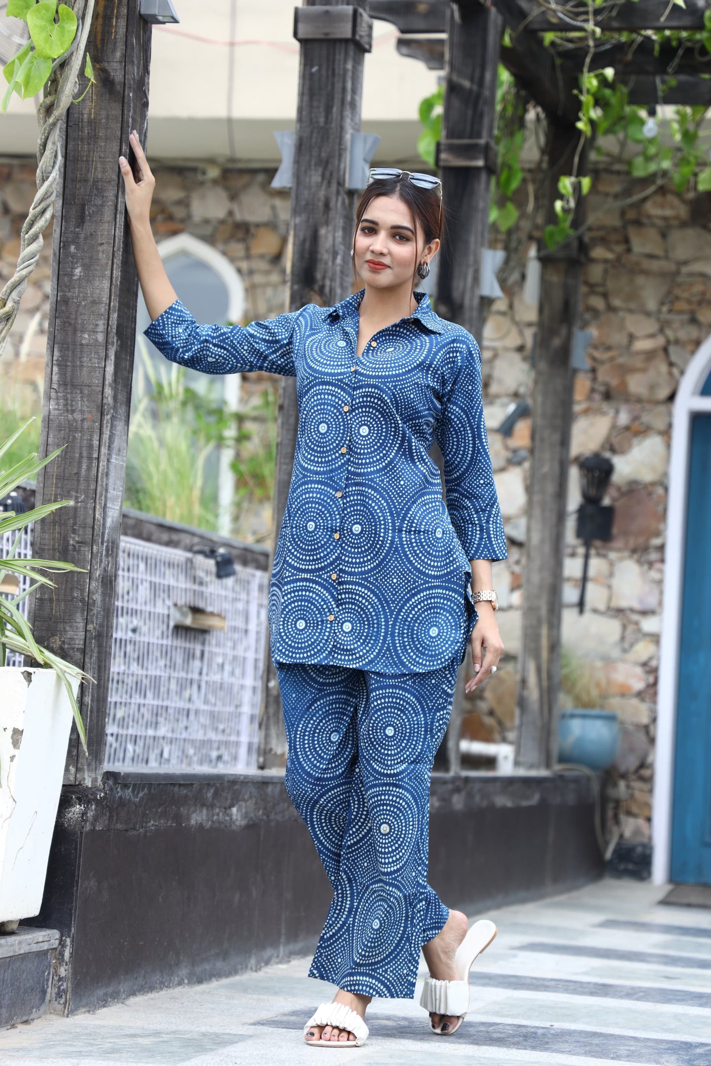 Smart Fit Handblock Printed Co-ord Set – Collar EditioN