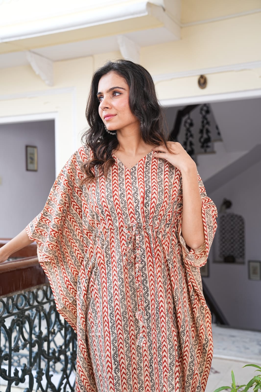 Handblock Printed Pure Cotton Kaftan – Free Size Comfort Wear | Natural Dyes | House of the Handblock