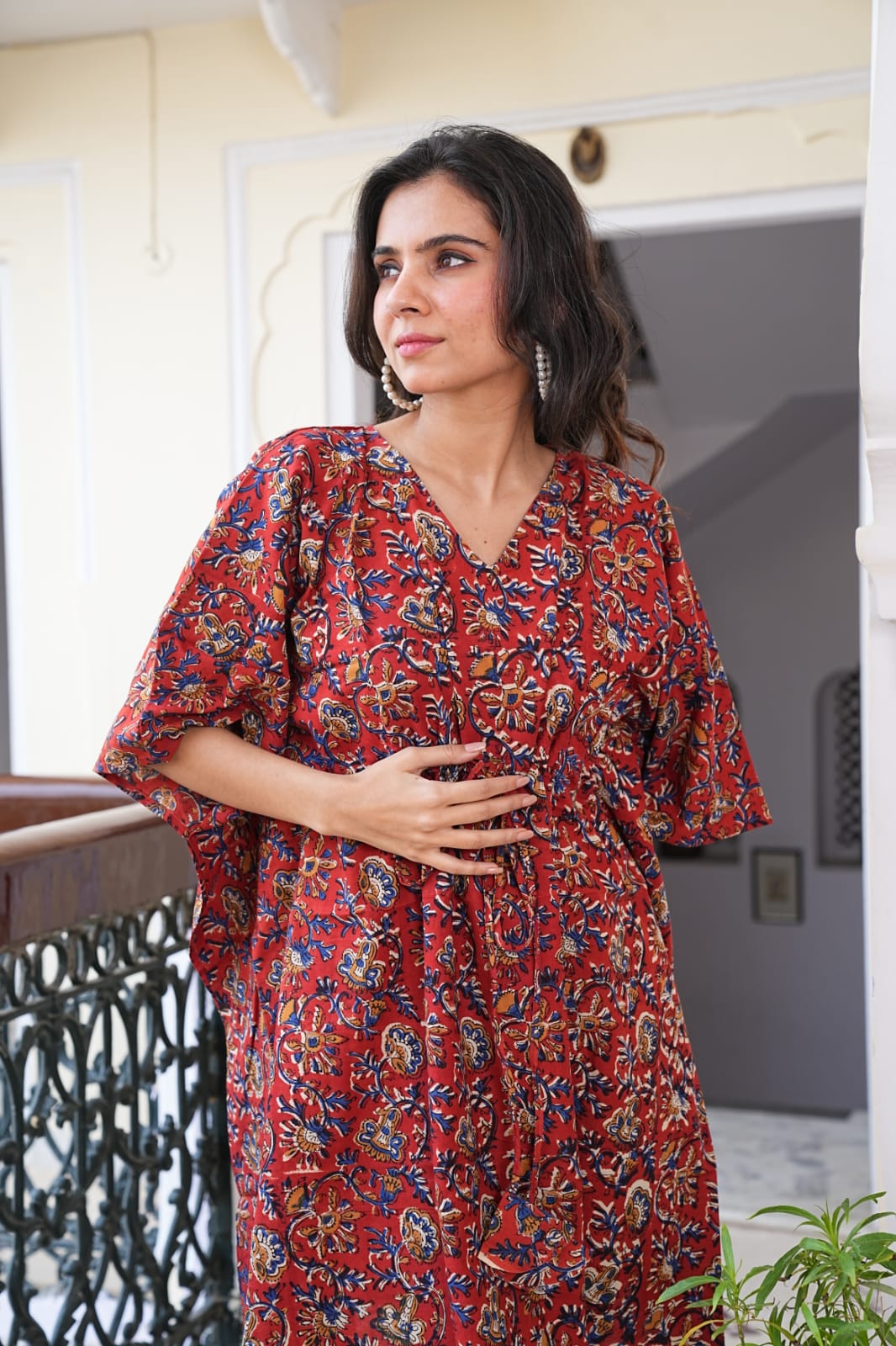Handblock Printed Pure Cotton Kaftan – Free Size Comfort Wear | Natural Dyes | House of the Handblock