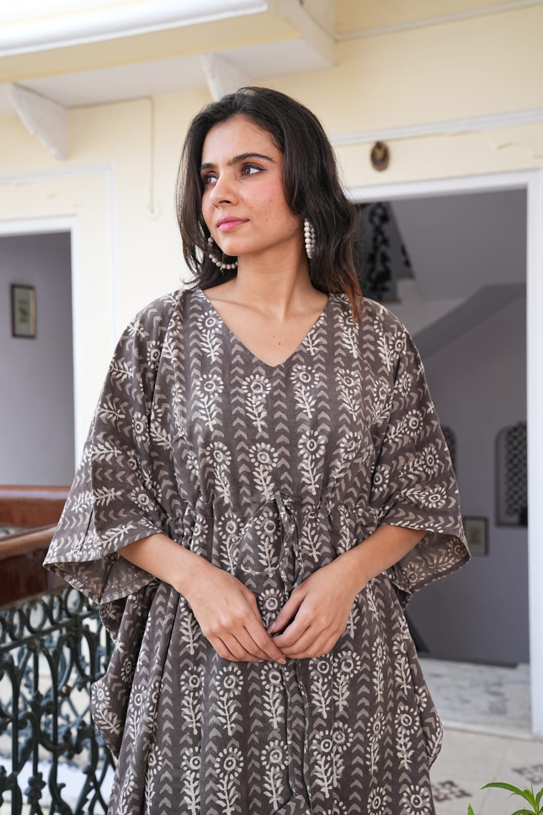 Handblock Printed Pure Cotton Kaftan – Free Size Comfort Wear | Natural Dyes | House of the Handblock