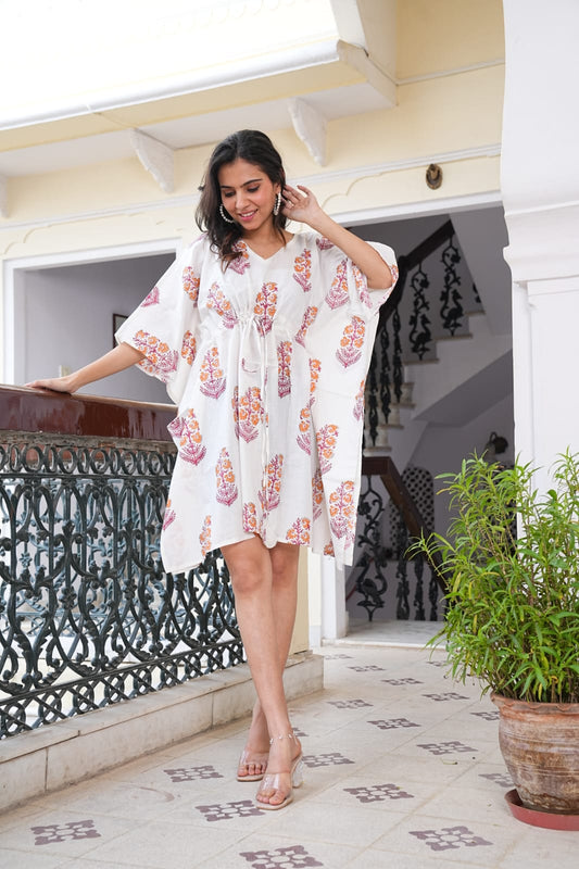 Handblock Printed Pure Cotton Kaftan – Free Size Comfort Wear | Natural Dyes | House of the Handblock