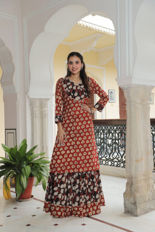 Cotton Festive Trio – Printed Kurta, Lehenga Skirt & Soft Dupatta