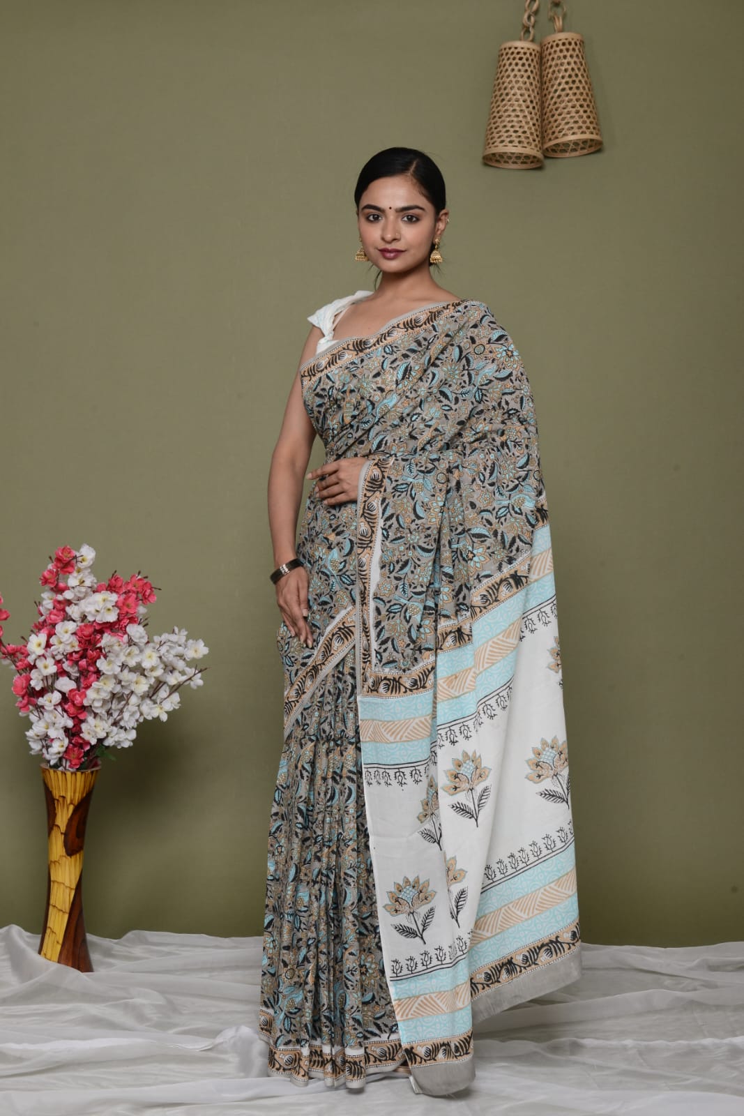 Lightweight Cotton Mulmul Saree – Shiv Handcrafted Elegance by House of the HandblocK